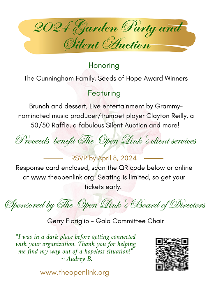 The Open Link: Planting Hope Garden Party 2024 Invitation (Back)